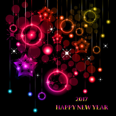 Christmas neon abstract details on a dark background.のイラスト素材