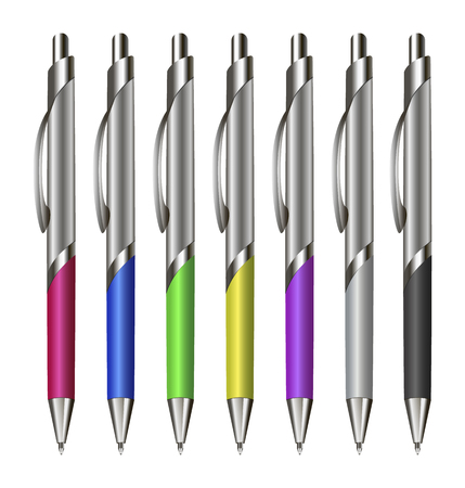 Excellent Set Colorful Pens isolated on white.のイラスト素材