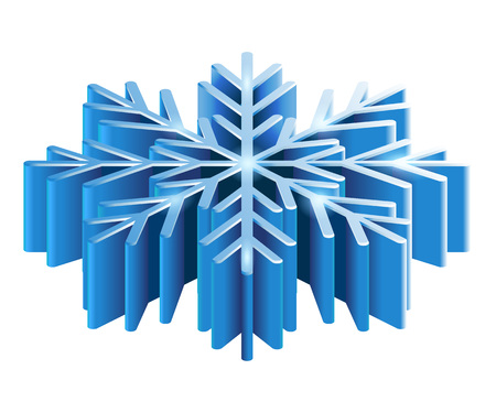Merry Christmas isometric 3D snowflake template in blue color on white background isolated vector illustration.のイラスト素材