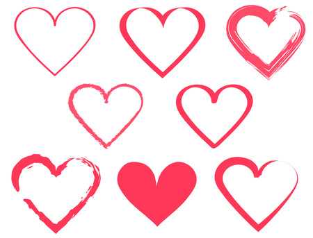 Set of Hearts shape design for love symbols. Textured Valentine's Day signs. Vector illustration.のイラスト素材