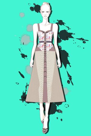 Fashion illustration. Fashion sketch. Vector illustration.のイラスト素材
