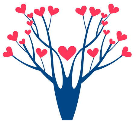 Stylized tree with hearts. Vector illustration. Valentines Day.のイラスト素材