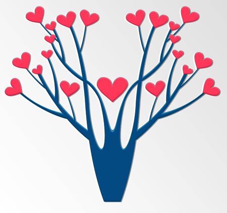 Stylized tree with hearts. Vector illustration. Valentines Day.のイラスト素材