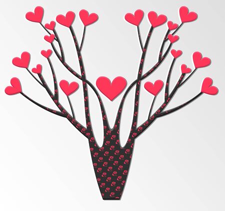 Stylized tree with hearts. Vector illustration. Valentines Day.のイラスト素材