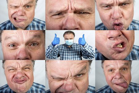 The emotions of a middle-aged man when he acquired masks and gloves. Satire and humor during a...