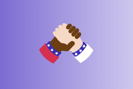 Handshake. Hands of white and black race. Isolated.