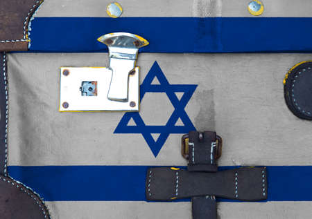 The Israeli flag is in texture. Template. Coronavirus pandemic. Countries are closed. Locks.