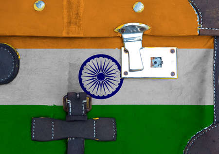 Flag of india is in texture. Template. Coronavirus pandemic. Countries are closed. Locks.の写真素材