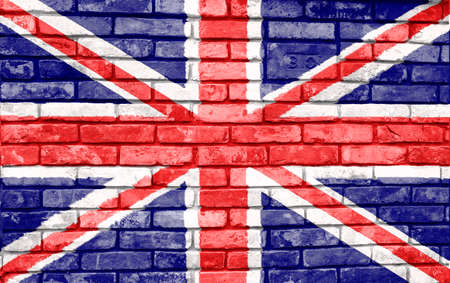 UK flag on bark texture background. Background for greeting cards for UK public holidays. Day of...
