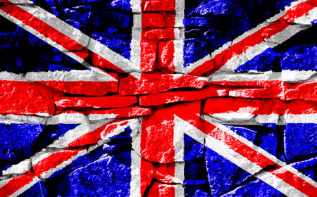 UK flag on bark texture background. Background for greeting cards for UK public holidays. Day of Remembrance and Reconciliation. May holiday. Spring day off. Queen's birthday.の写真素材
