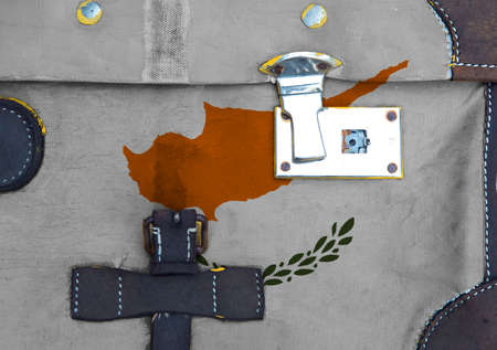 Cyprus flag is on texture. Template. Coronavirus pandemic. Countries may be closed. Locks.