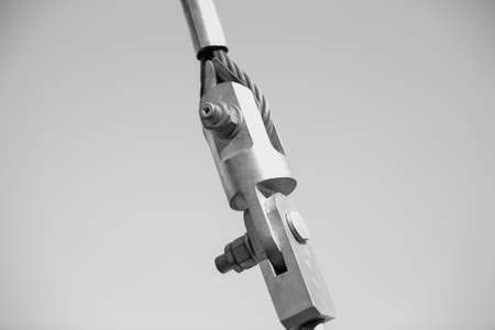 Fixing in technology. Cable-stayed mounting option. Fastening stretching.