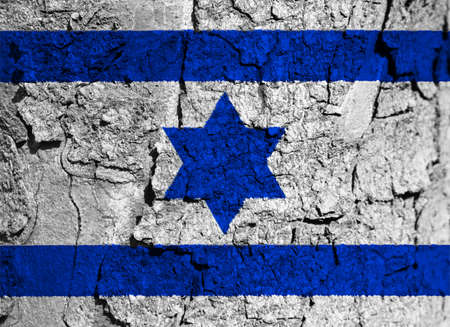 Ink flag of Israel on texture. In March 1949, the Israeli armed forces declared Eilat their territory and raised a flag drawn in ink.の写真素材