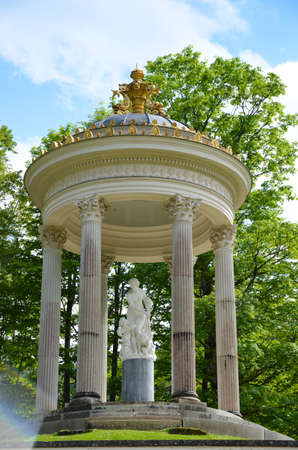 Venus temple Linderhof Castle of King Ludwig in Bavaria Germany. Detailing of sculptures in the Baroque styleの写真素材