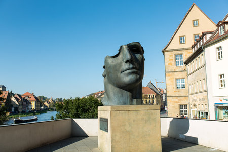 Bamberg, Bavaria, Germany - 10.16.2016: sculpture Head of the Centurion. Bronze statue by Polish born sculptor Igor Mitoraj in Bambergのeditorial素材