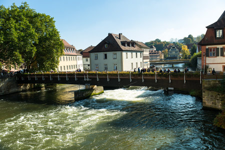 Bamberg, Bavaria, Germany - 10.16.2016: Medieval German village Bamberg on both sides of river Regnitz.のeditorial素材
