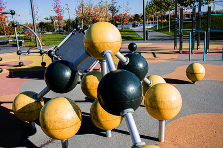 Technical design of the playground decoration. Close-up of the mountings.の写真素材