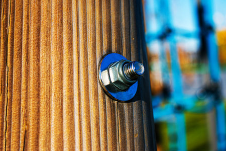 Technical design of the playground decoration. Close-up of the mountings.の写真素材