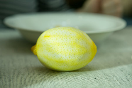 The process of making limoncello lemon liqueur at home. Lemon without zest.の写真素材