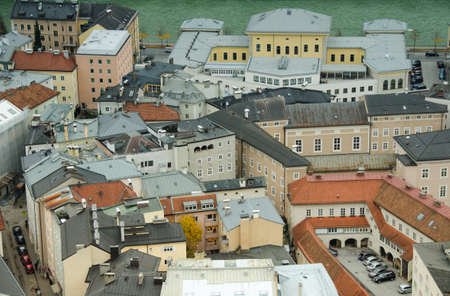 Salzburg, Austria - 10/11/2014: view of the city and the Salzach river from the highest point of the...