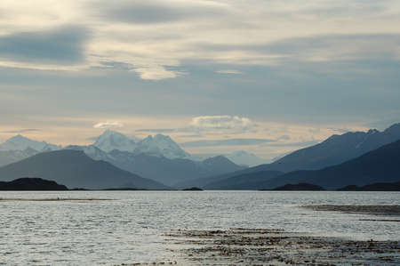 The most beautiful sunset sky at the end of the earth. Sunset in Ushuaia in Argentina.の写真素材