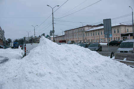 Winter. Heavy snowfalls. There are huge snowdrifts in the cities.