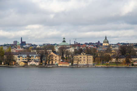 Stockholm, Sweden - 05.11.2013: Picturesque panorama of the old town in autumn. Even in a gloomy autumn, Stockholm is beautiful.のeditorial素材