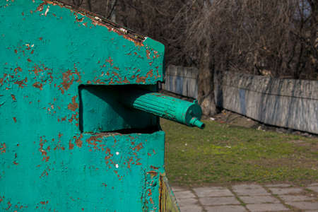 Dnepropetrovsk, Ukraine - 04.01.2021: armored train in the open-air museum. An armored train from...