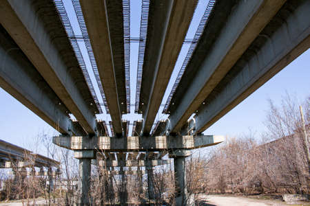 Abandoned construction. Highway overpass construction. Site of under construction viaduct.