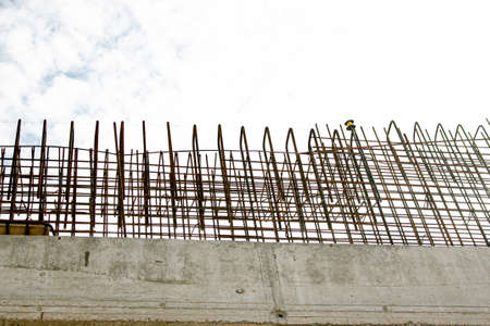 Construction of a new highway. A viaduct support at the manufacturing stage.