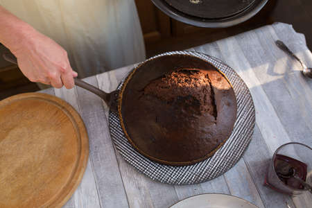 Cake making process. Pie after baking. Step by step recipe for chocolate cake. Series. Baking...