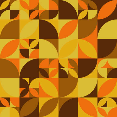 Autumn pattern in bauhaus geometric style. Natural elements in simple geometric shapes, flat style. Good for autumn templates, cover design. Vector.のイラスト素材