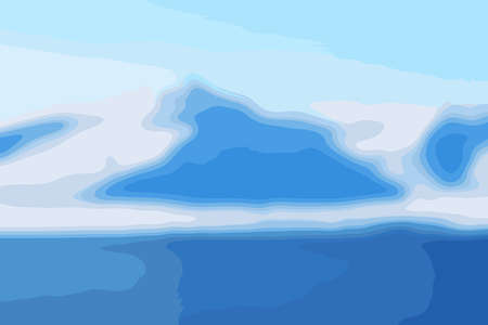 The magical beauty of Svalbard. Unusually blue snow against the clear sky. Fjords and mountains with eternal snow on the island of Svalbardのイラスト素材