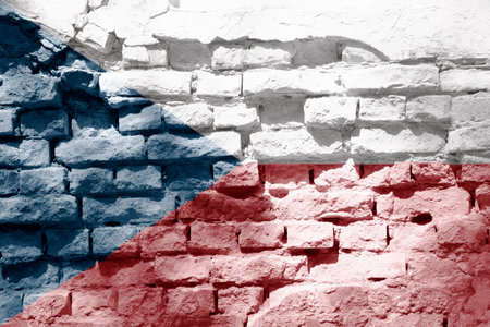 Grunge pattern of the national flag of the Czech Republic. Abstract background of Czech Republic politics history culture concept. Flag of the Czech Republic on the texture.の写真素材
