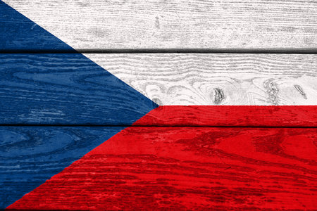 Grunge pattern of the national flag of the Czech Republic. Abstract background of Czech Republic politics history culture concept. Flag of the Czech Republic on the texture.の写真素材