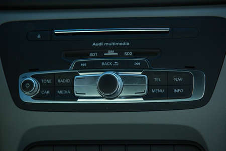 Dnepropetrovsk, Ukraine - 06.08.2022: AUDI Q3 in black. Subcompact luxury crossover Audi Q3....