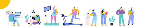 Man and woman stay. Flat vector people setのイラスト素材