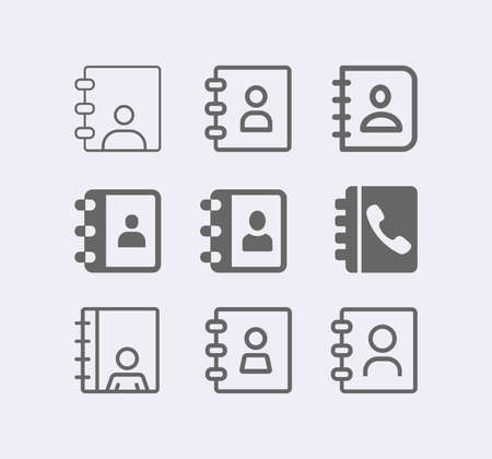 Adress book line vector icon setのイラスト素材
