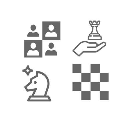 Chess line icon set. Strategyのイラスト素材