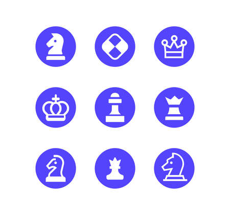 Chess line icon set. Strategyのイラスト素材
