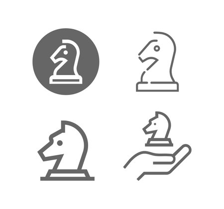 Chess knight vector icon setのイラスト素材