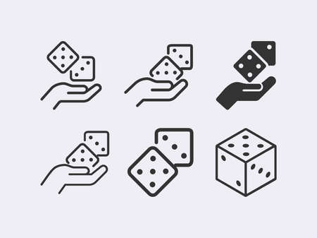 Dice vector linear icon set. Dice symbolのイラスト素材
