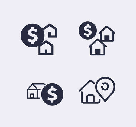 Real Estate icon set. Realtor. Vector line icon collectionのイラスト素材