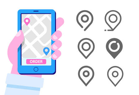 Location pin line vector icon set
