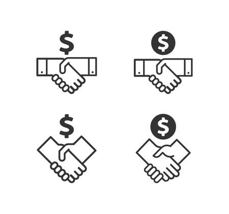 Handshake, meeting, partnership, agreement, deal line icon setのイラスト素材