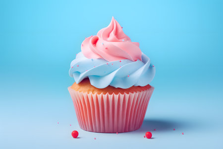 3d illustration of cupcake cup isolated on light sky-blue background AI generatedの素材