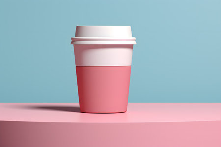 Coffee to go on a pink background. 3d renderingの素材
