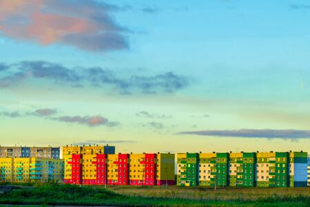 color beautiful town in Siberia in Russia in the wildernessの写真素材