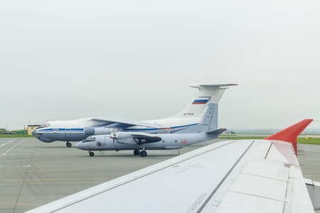 the two aircraft large and small close