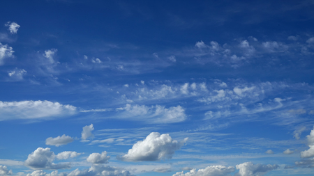 Blue sky with clouds and sun.の写真素材
